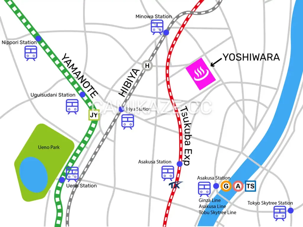 closest station to yoshiwara soapland map